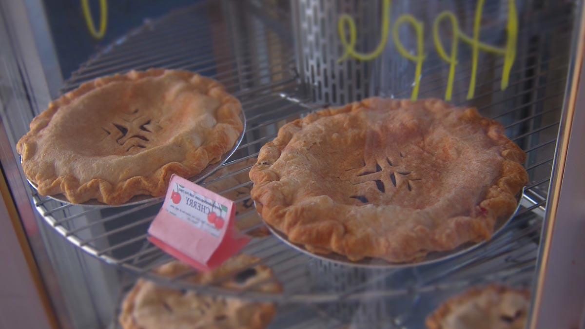 display of apple pie